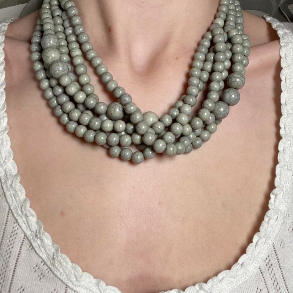 Green Layered Beaded Necklace